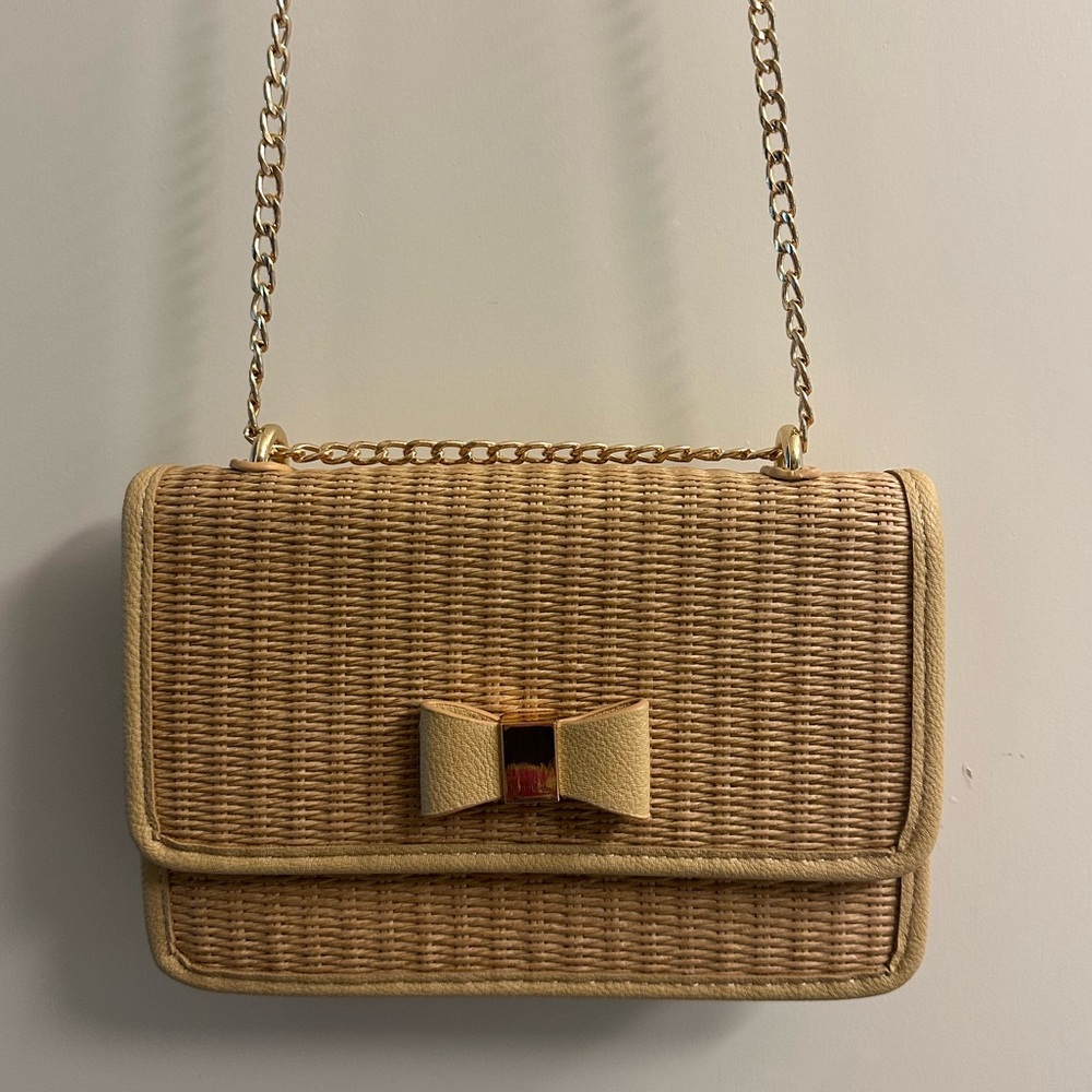 Veta Bow Box Straw Crossbody Bag